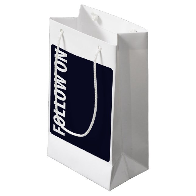 Symbol und folgen Sie dem Logo-Button-Geschenktüte Kleine Geschenktüte (Vorderseite Schrägansicht)