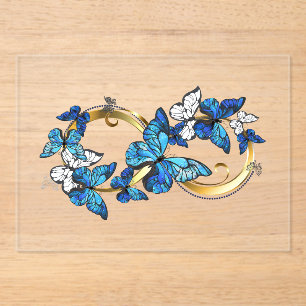 Symbol Unendlichkeit von blauen Morpho-Schmetterli Acryleinladungen