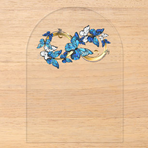 Symbol Unendlichkeit von blauen Morpho-Schmetterli Acryleinladungen