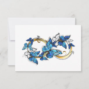 Symbol Unendlichkeit von blauen Morpho-Schmetterli Ankündigung