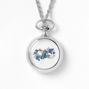 Symbol Unendlichkeit von blauen Morpho-Schmetterli Armbanduhr