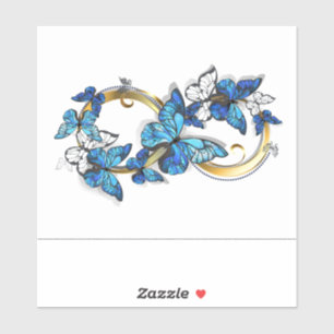Symbol Unendlichkeit von blauen Morpho-Schmetterli Aufkleber