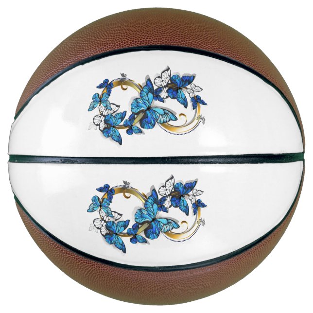 Symbol Unendlichkeit von blauen Morpho-Schmetterli Basketball (Vorderseite)