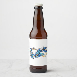 Symbol Unendlichkeit von blauen Morpho-Schmetterli Bierflaschenetikett