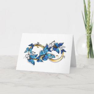 Symbol Unendlichkeit von blauen Morpho-Schmetterli Dankeskarte