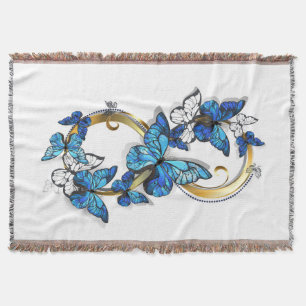 Symbol Unendlichkeit von blauen Morpho-Schmetterli Decke