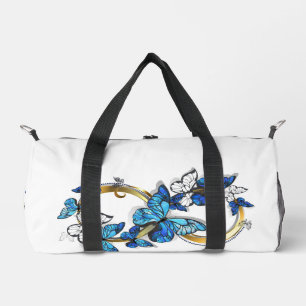 Symbol Unendlichkeit von blauen Morpho-Schmetterli Duffle Bag
