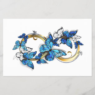 Symbol Unendlichkeit von blauen Morpho-Schmetterli Flyer