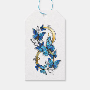 Symbol Unendlichkeit von blauen Morpho-Schmetterli Geschenkanhänger