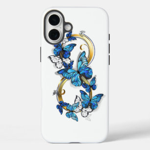 Symbol Unendlichkeit von blauen Morpho-Schmetterli iPhone 16 Plus Hülle