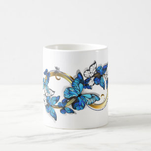Symbol Unendlichkeit von blauen Morpho-Schmetterli Kaffeetasse