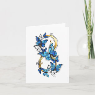 Symbol Unendlichkeit von blauen Morpho-Schmetterli Karte