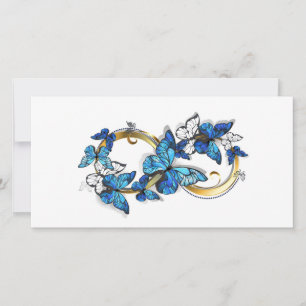 Symbol Unendlichkeit von blauen Morpho-Schmetterli Karte