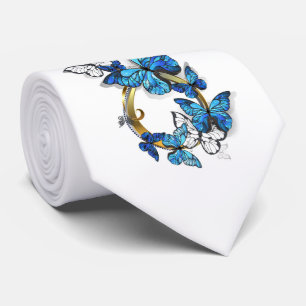 Symbol Unendlichkeit von blauen Morpho-Schmetterli Krawatte
