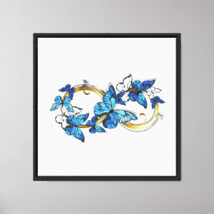 Symbol Unendlichkeit von blauen Morpho-Schmetterli Leinwanddruck