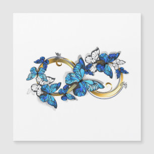 Symbol Unendlichkeit von blauen Morpho-Schmetterli Magnetkarte