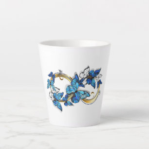Symbol Unendlichkeit von blauen Morpho-Schmetterli Milchtasse