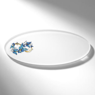 Symbol Unendlichkeit von blauen Morpho-Schmetterli Namenschild