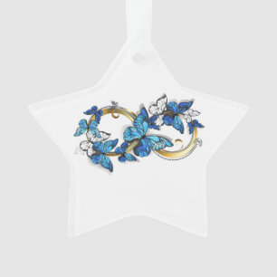 Symbol Unendlichkeit von blauen Morpho-Schmetterli Ornament