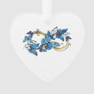 Symbol Unendlichkeit von blauen Morpho-Schmetterli Ornament