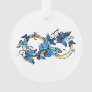 Symbol Unendlichkeit von blauen Morpho-Schmetterli Ornament