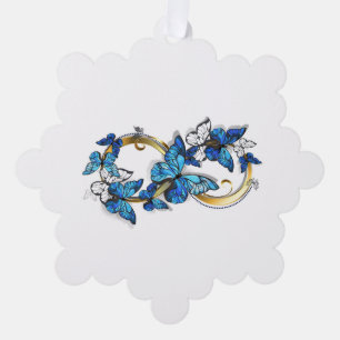 Symbol Unendlichkeit von blauen Morpho-Schmetterli Ornament Karte