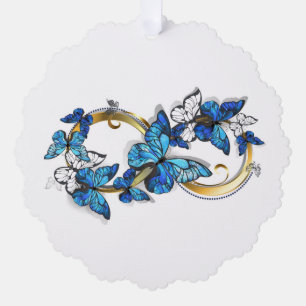 Symbol Unendlichkeit von blauen Morpho-Schmetterli Ornament Karte