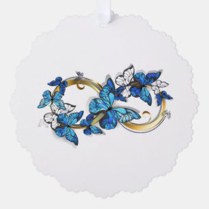 Symbol Unendlichkeit von blauen Morpho-Schmetterli Ornament Karte