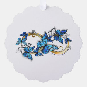 Symbol Unendlichkeit von blauen Morpho-Schmetterli Ornament Karte