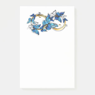 Symbol Unendlichkeit von blauen Morpho-Schmetterli Post-it Klebezettel