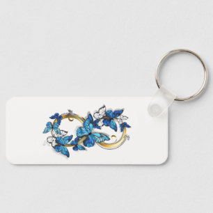 Symbol Unendlichkeit von blauen Morpho-Schmetterli Schlüsselanhänger