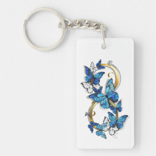 Symbol Unendlichkeit von blauen Morpho-Schmetterli Schlüsselanhänger