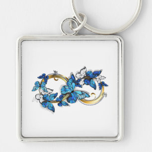 Symbol Unendlichkeit von blauen Morpho-Schmetterli Schlüsselanhänger