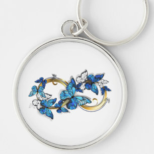 Symbol Unendlichkeit von blauen Morpho-Schmetterli Schlüsselanhänger