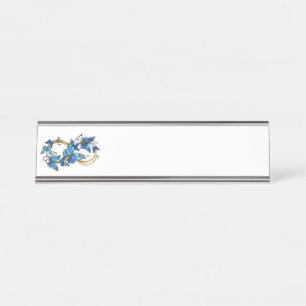 Symbol Unendlichkeit von blauen Morpho-Schmetterli Schreibtischnamensplakette