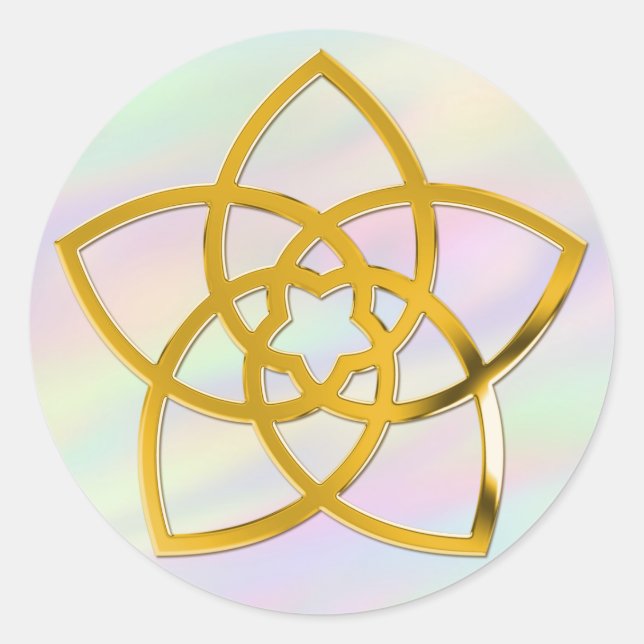 Symbol Venus Blume / GOLD | Farblicht Runder Aufkleber (Vorderseite)