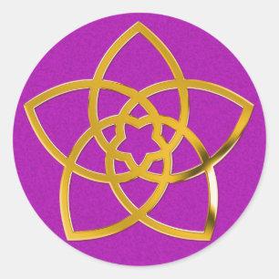 Symbol Venus Blume / GOLD   Magenta-Spritzer Runder Aufkleber