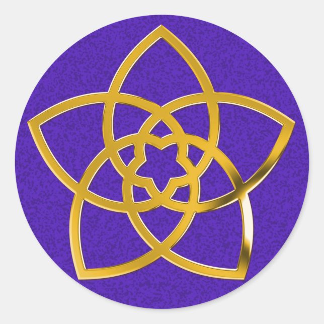 Symbol Venus Blume / GOLD | violetter Spritzer Runder Aufkleber (Vorderseite)