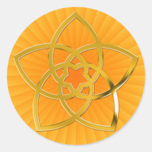 Symbol-Venus-Blume/-GOLDES gelber Shine Runder Aufkleber