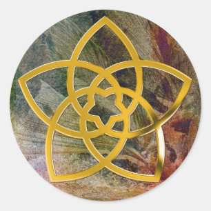 Symbol-Venus-Blumen-/-GOLD  Feder Runder Aufkleber