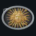 Symbol von Louis XIV der Sonnenkönig Ovale Gürtelschnalle<br><div class="desc">Symbol von Louis XIV der Sonnenkönig (Roi Soleil) am goldenen Tor des Schlosses von Versailles mit schwarzem Hintergrund</div>