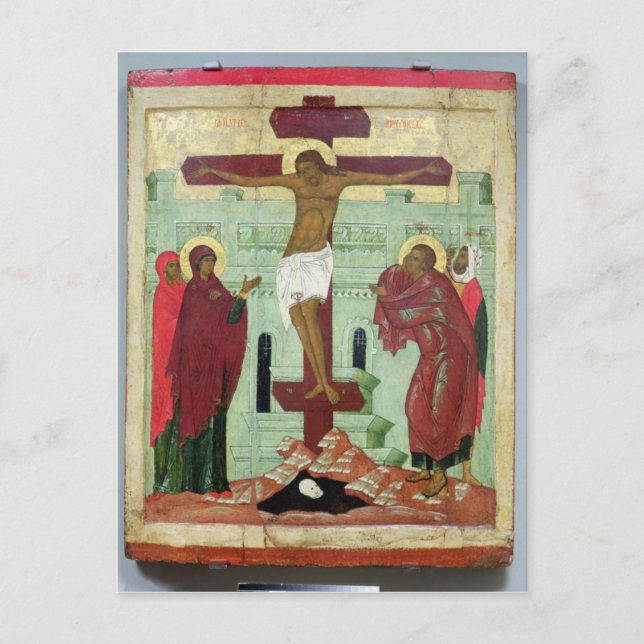 Symbol zur Darstellung der Kreuzigung mit der Jung Postkarte (Vorderseite)