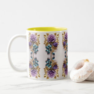 Symboldesign für elegante Rose Zeitlose Blumenku Zweifarbige Tasse