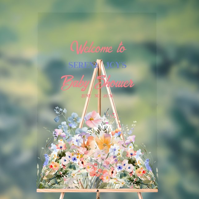 Symbole acrylique Baby shower floral pour fille-bé (Neutre)