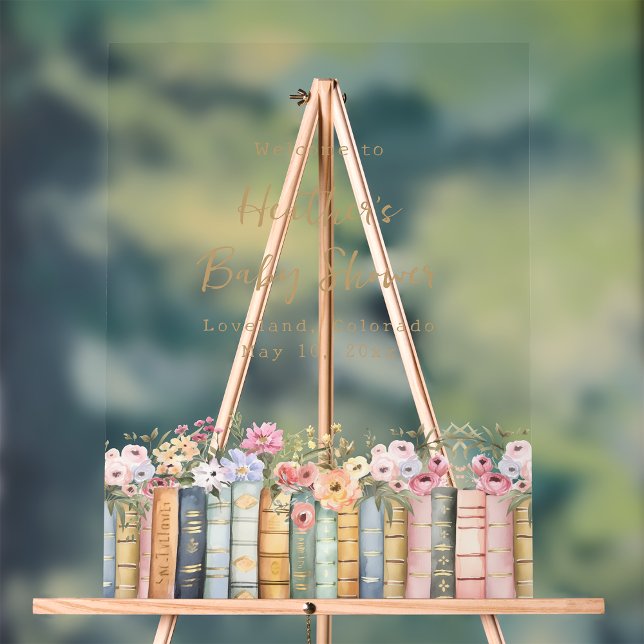 Symbole acrylique Baby shower livre (Book Welcome Baby Shower Acrylic Sign by Painted Paperie
)