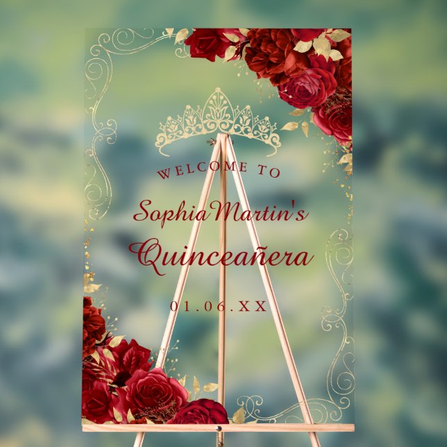 Symbole acrylique de Quinceanera Floral Gold (Neutre)