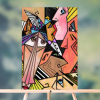 Symbole acrylique de style Art Cubisme face à l'hu