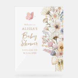 SYMBOLE ACrylique Élégant Baby shower Floral