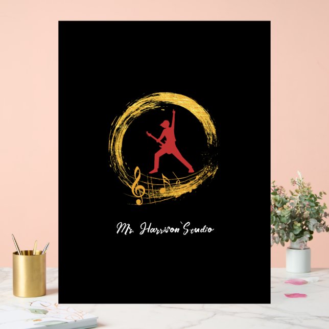 Symbole acrylique noir moderne du studio de guitar (Mariage)