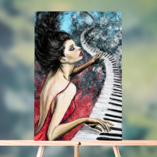 Symbole acrylique Piano Femme Peinture Art Peintur